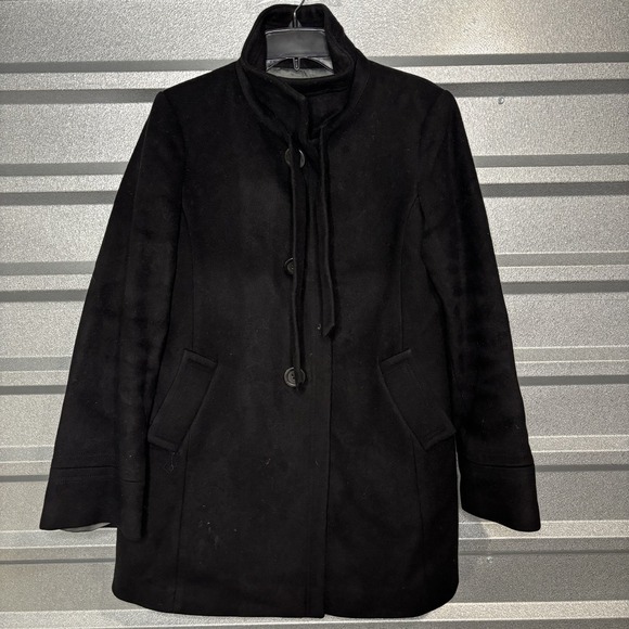 J.Crew Other - J Crew Mens Black Wool Blend Button Up Funnel Neck Coat **NO SIZE**